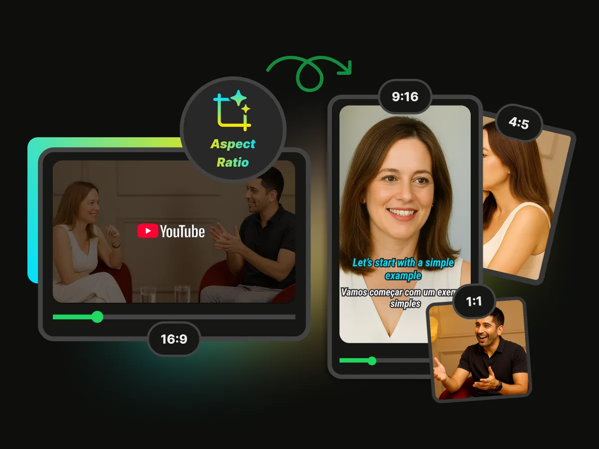 WayinVideo aspect ratio settings for YouTube videos showing multiple format options for video resizing