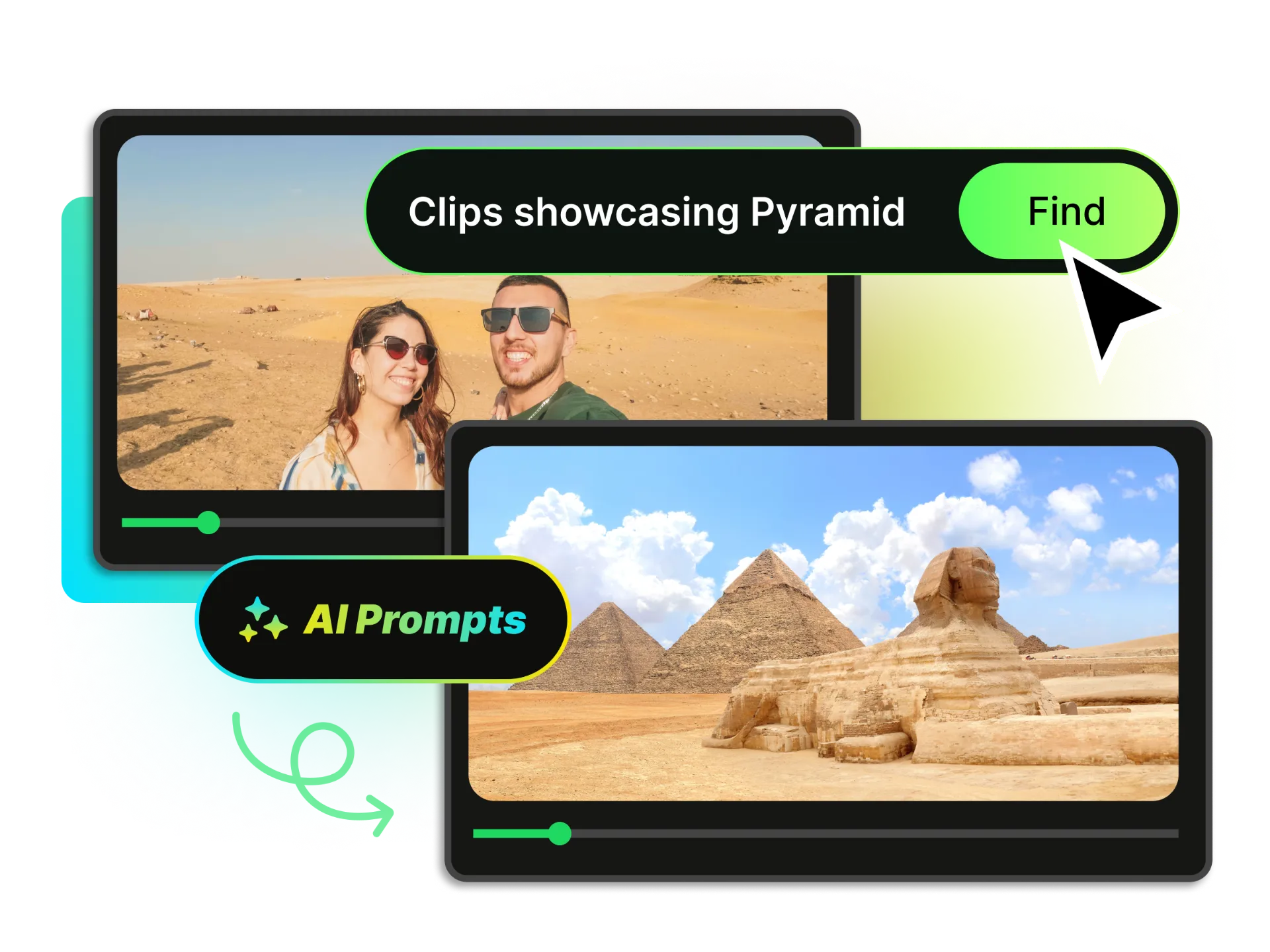 Interfaz de indicaciones personalizadas con IA para encontrar momentos específicos en vídeo