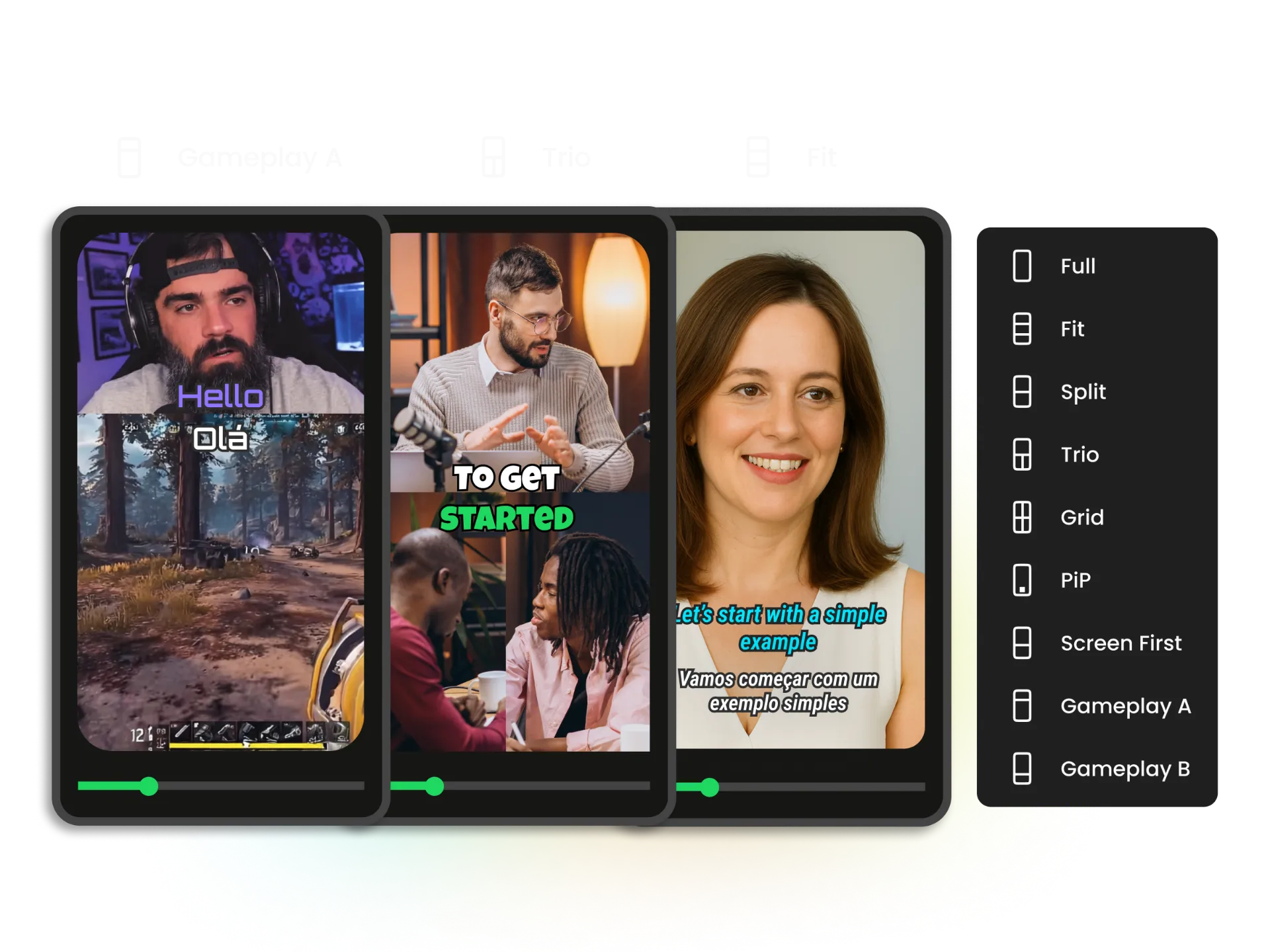 Before and after comparison showing WayinVideo's smart reframe converting horizontal video to perfectly framed vertical YouTube Shorts