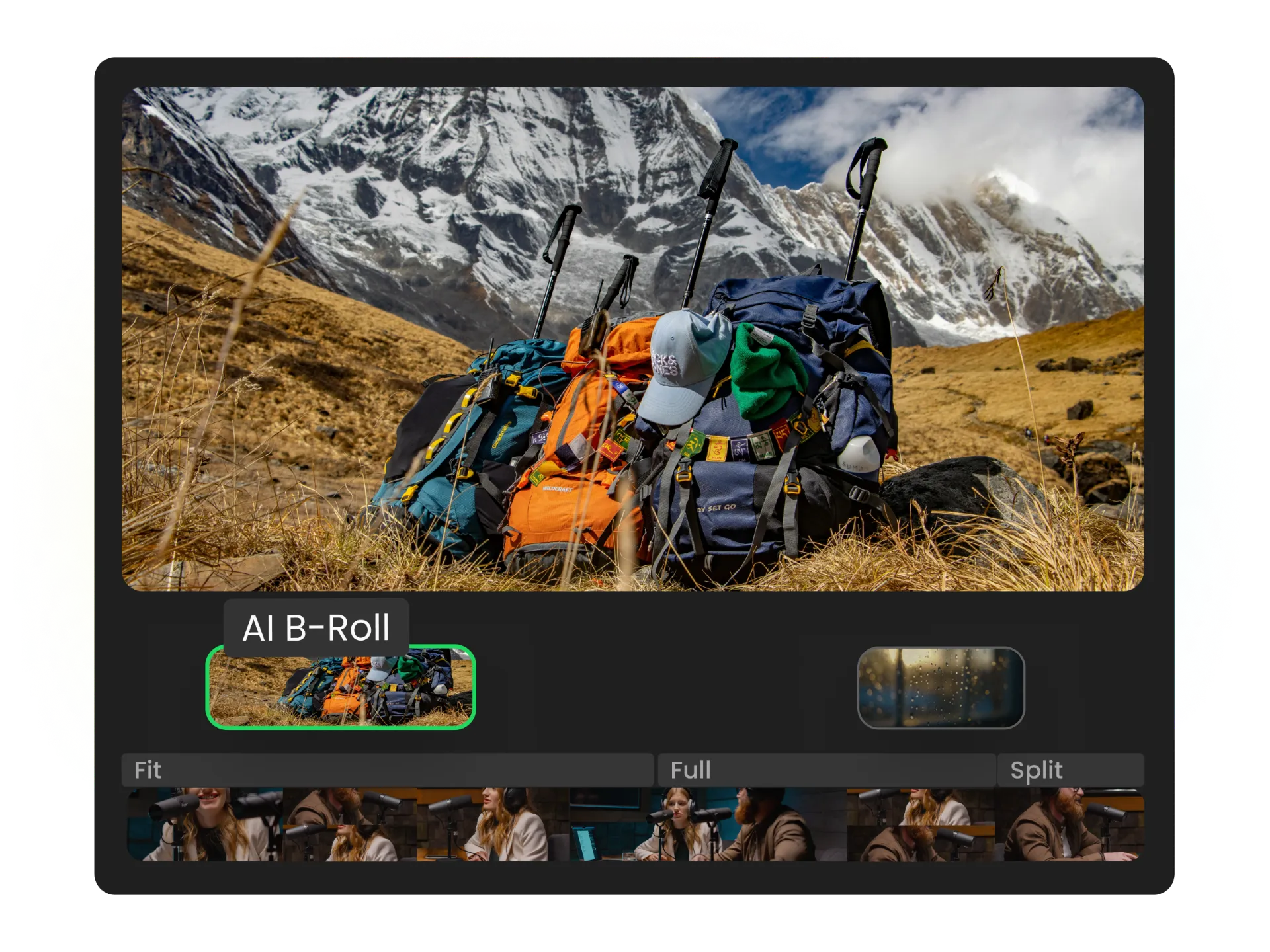 Video timeline showing AI B-roll clips automatically placed at key narrative moments