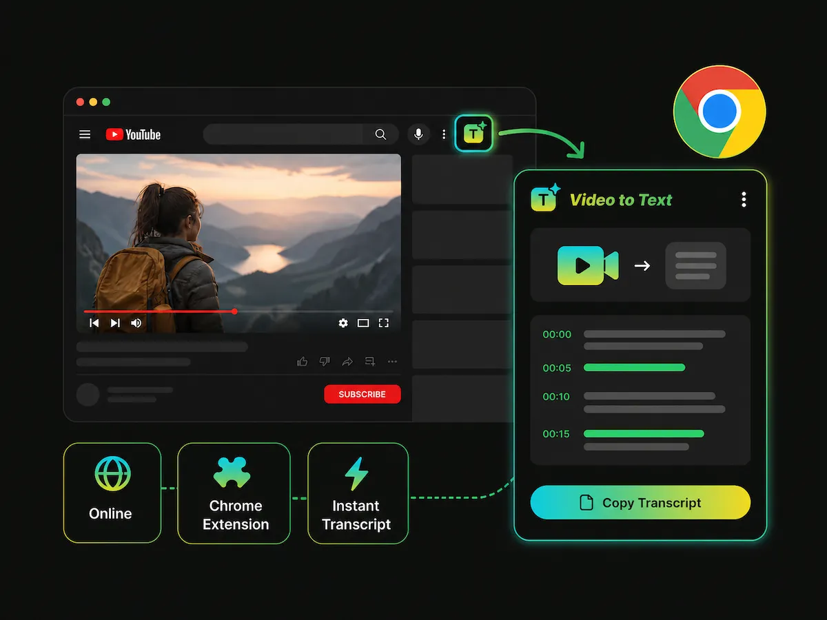 Convertidor de vídeo a texto gratis funcionando en el navegador
