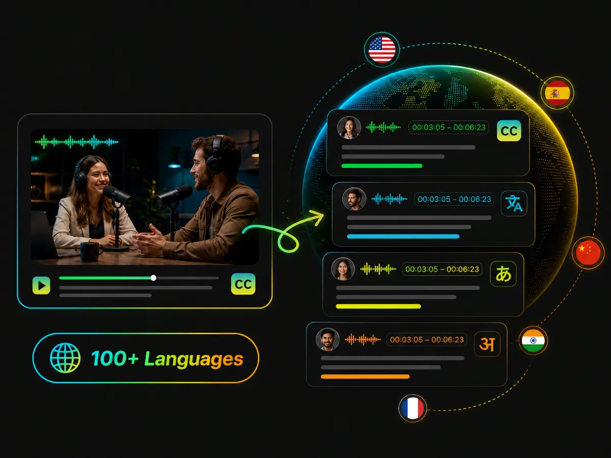 Texto extraído de un vídeo traducido a más de 100 idiomas