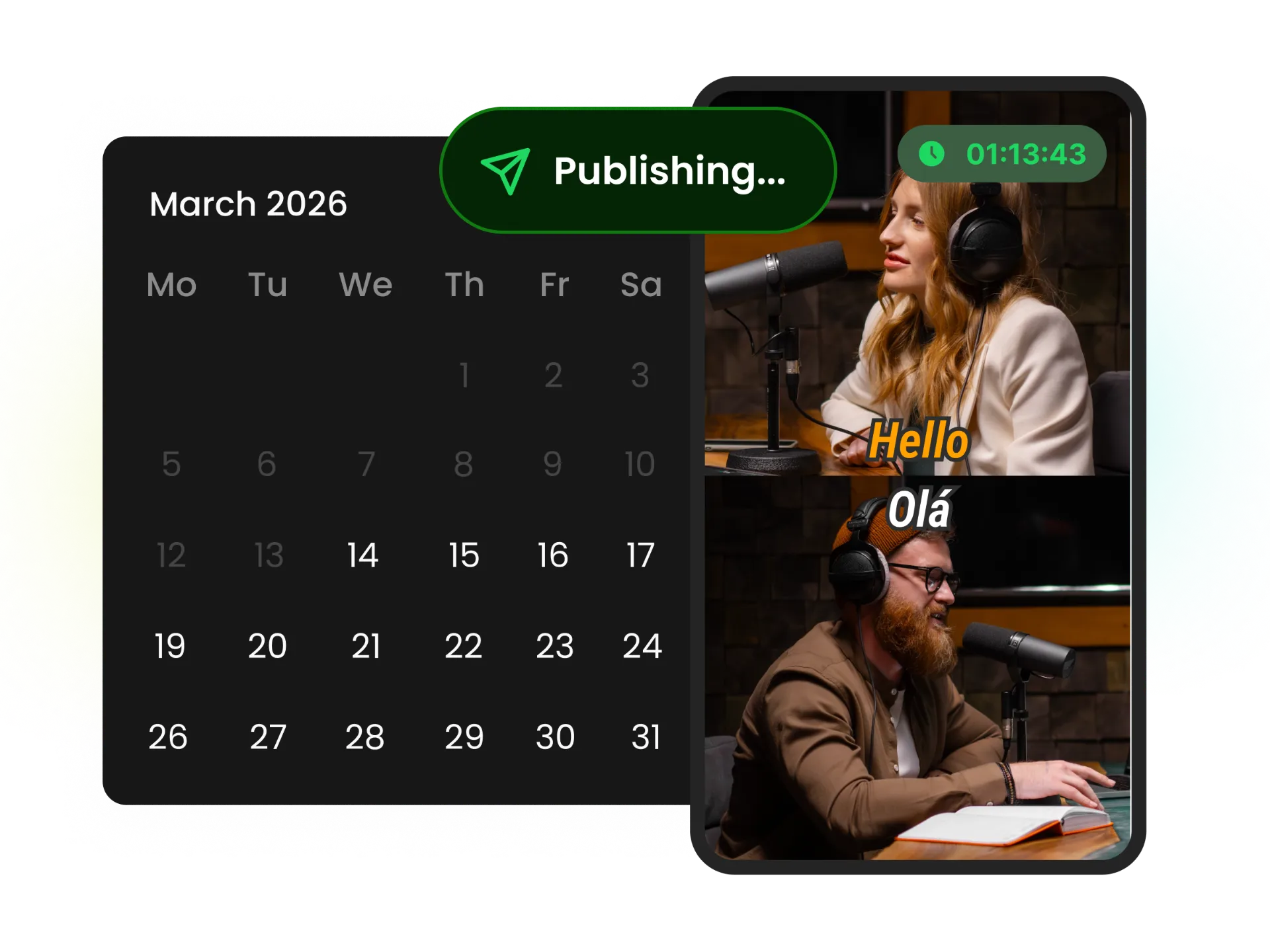 Bulk editing multiple YouTube Shorts with resize, template, and subtitle presets alongside social media calendar scheduling