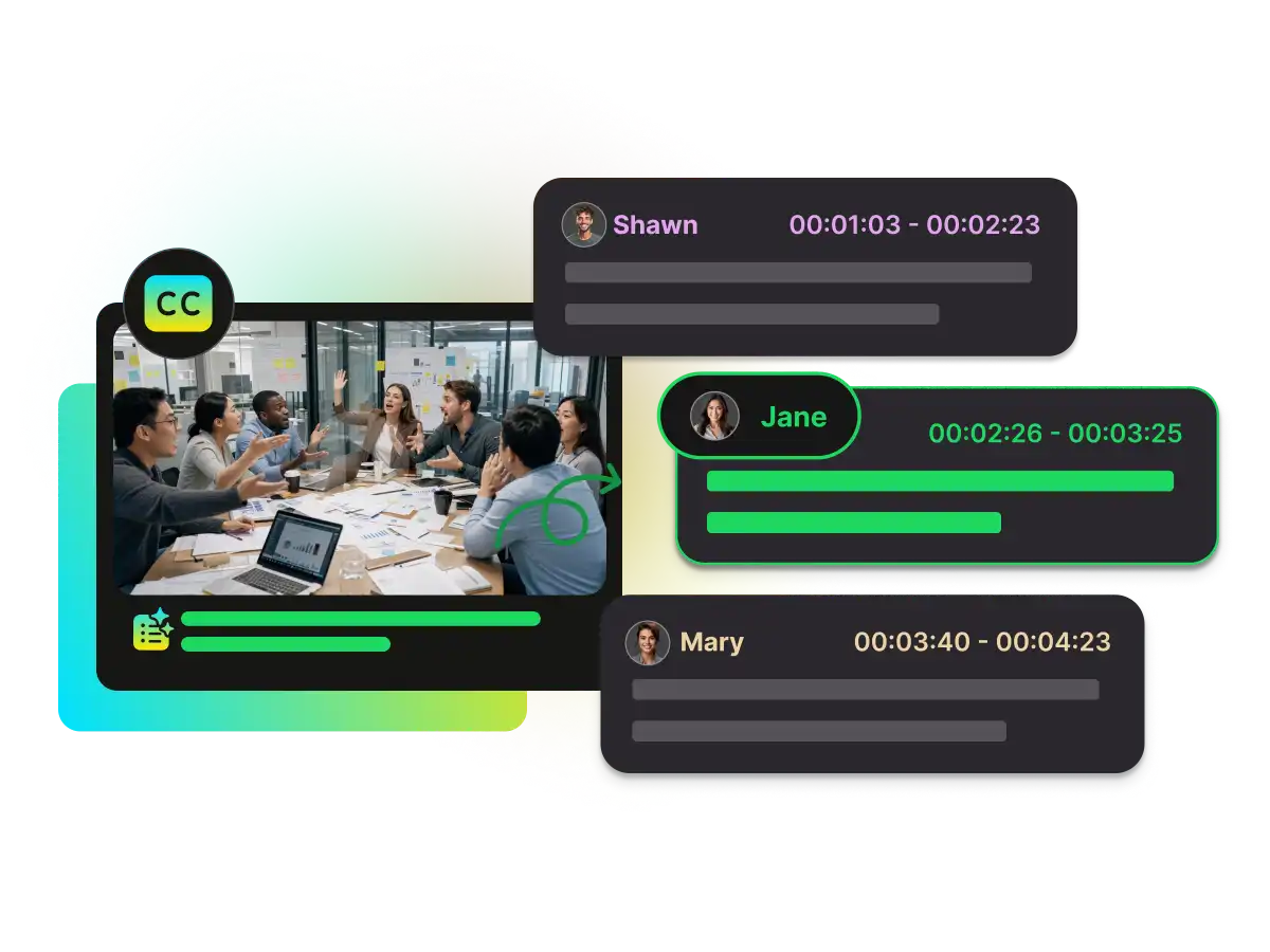 Business meeting recording being enhanced to improve speaker clarity