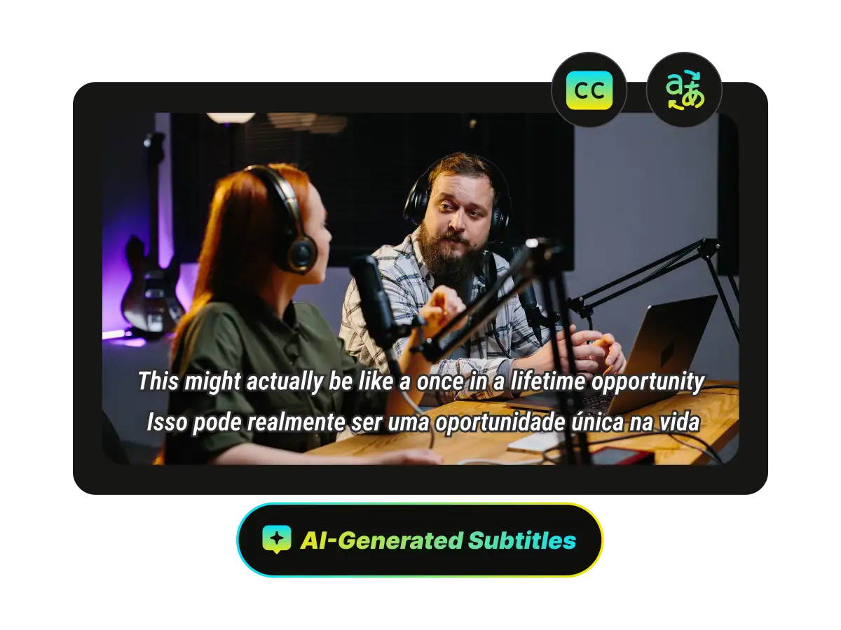 AI-generated subtitles prepared for multilingual video content